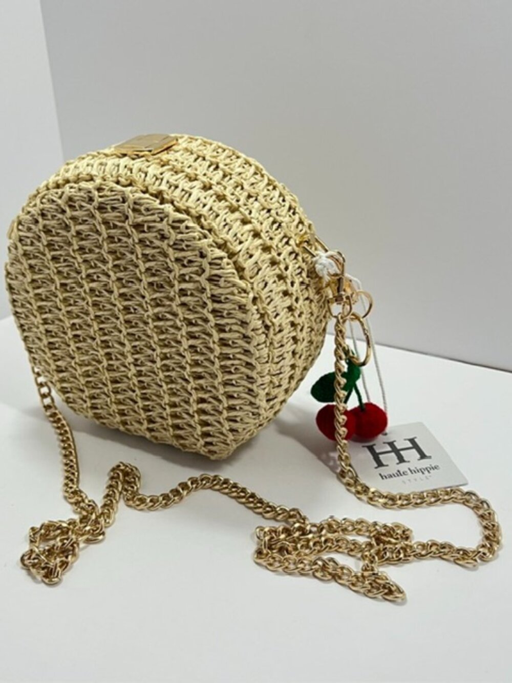 Haute Hippie Straw Crossbody with Gold-toned Chain Strap